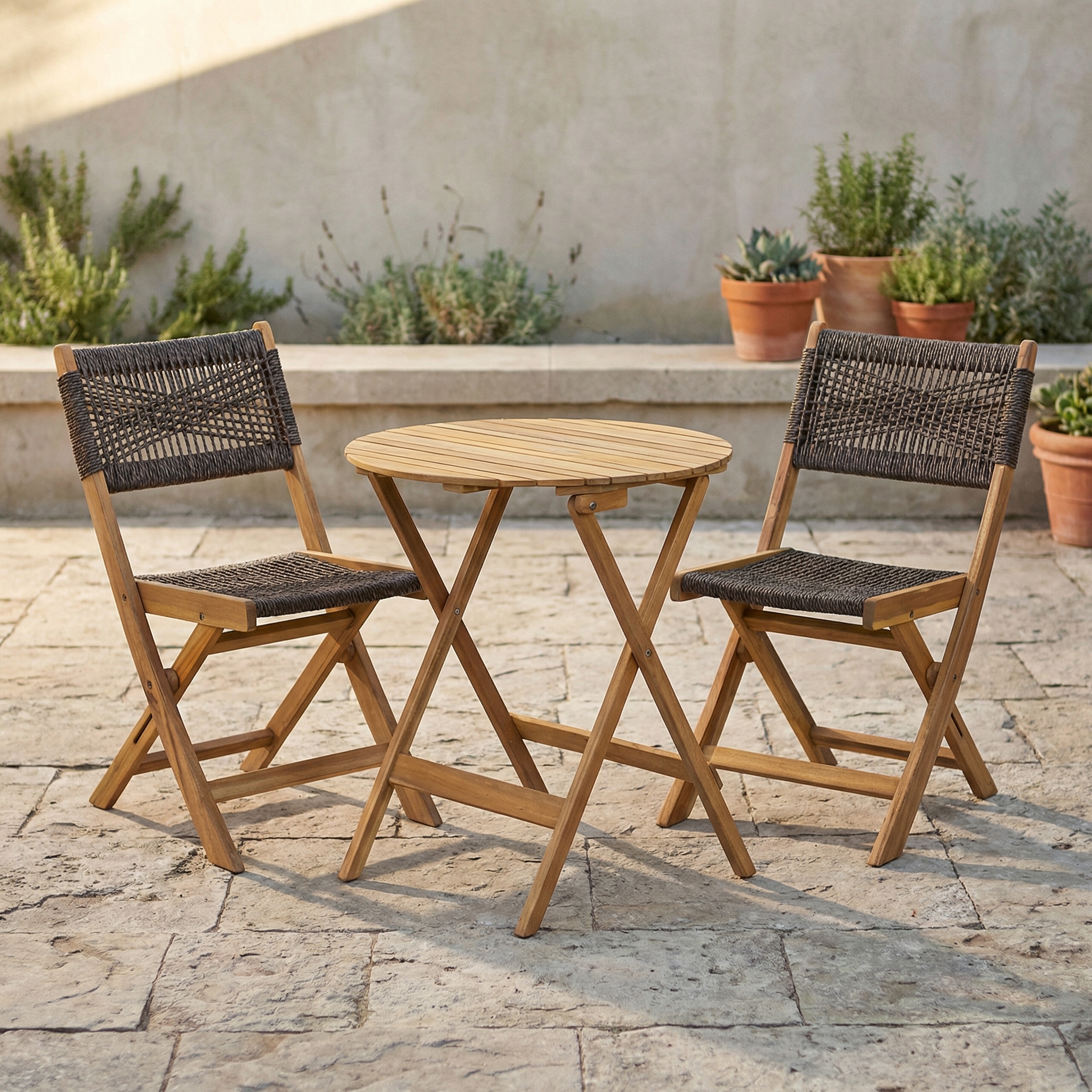 IN2OUT 3-Piece Acacia Wood Folding Bistro Set Chocolate