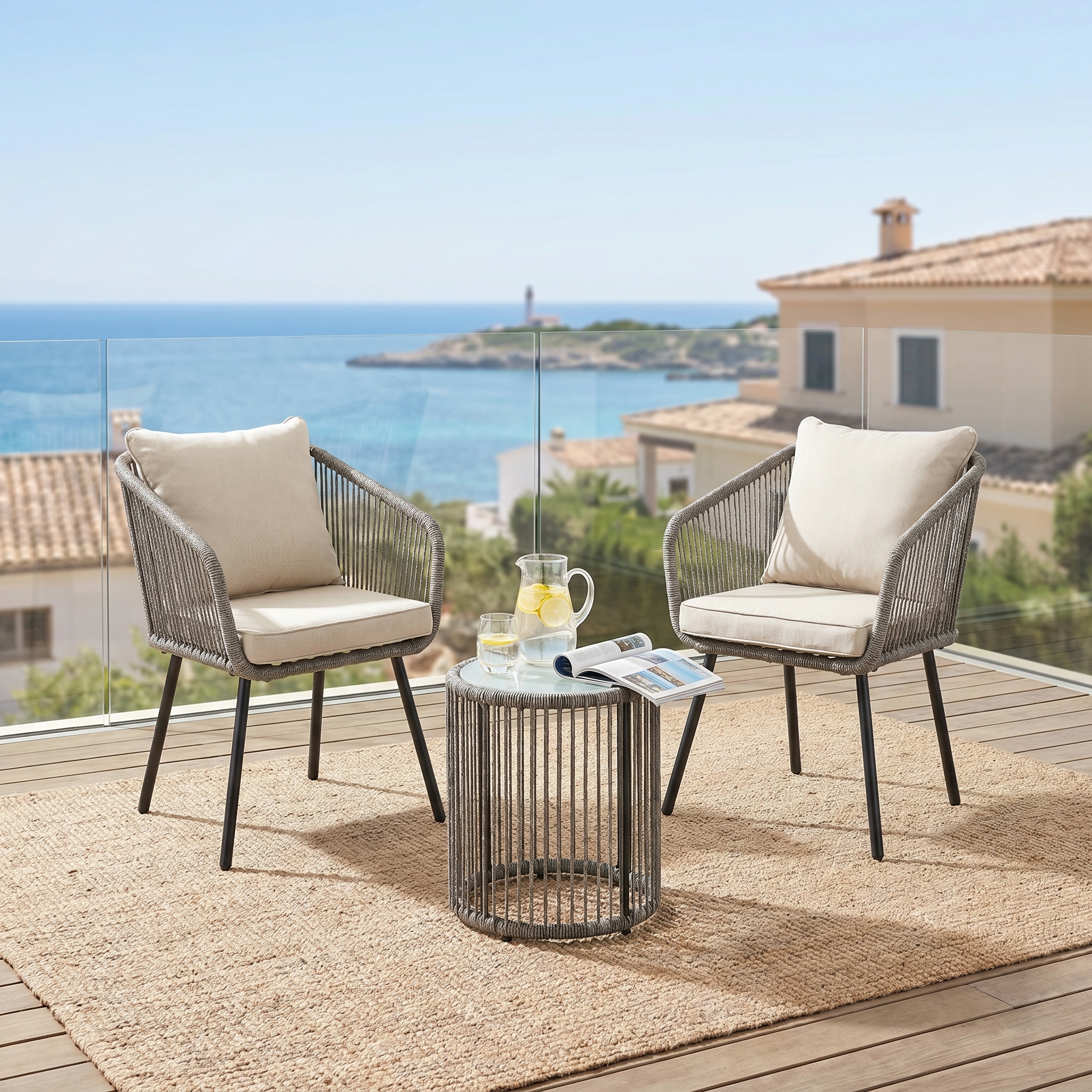 IN2OUT 3-Piece Hand-Woven Mix Gray Rattan Patio Bistro Set